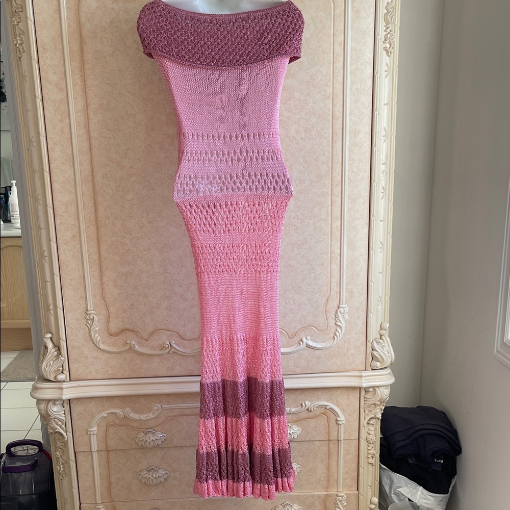 Handmade Pink Mesh Maxi Dress - Picture 9 of 12